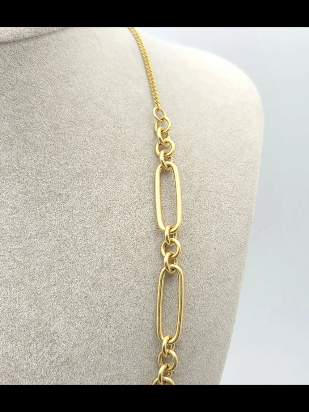 Madewell 18" Gold Tone Mixed Oval & Curb Chain Link Necklace - Picture 2 of 16
